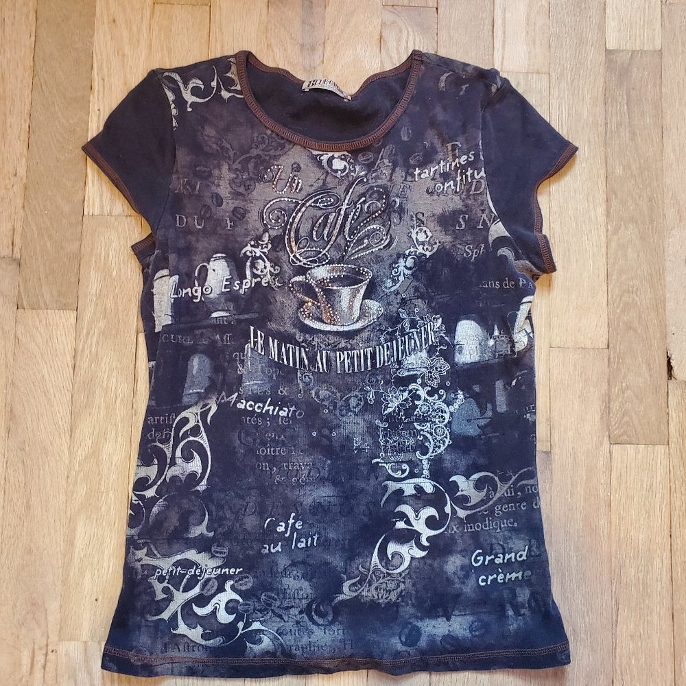 3/$20 💙 cute coffee y2k shirt